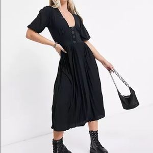 ASOS black midi button dress